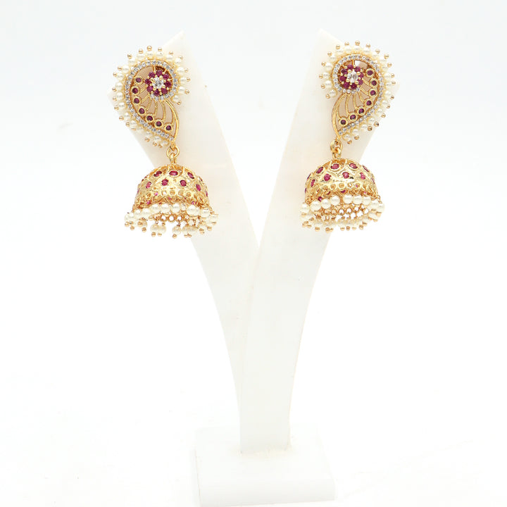 Royal Pearl Paisley Jhumka Earrings