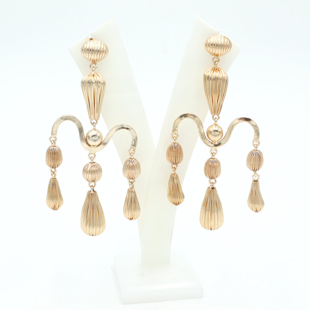Gold Wave Statement Drop Earrings
