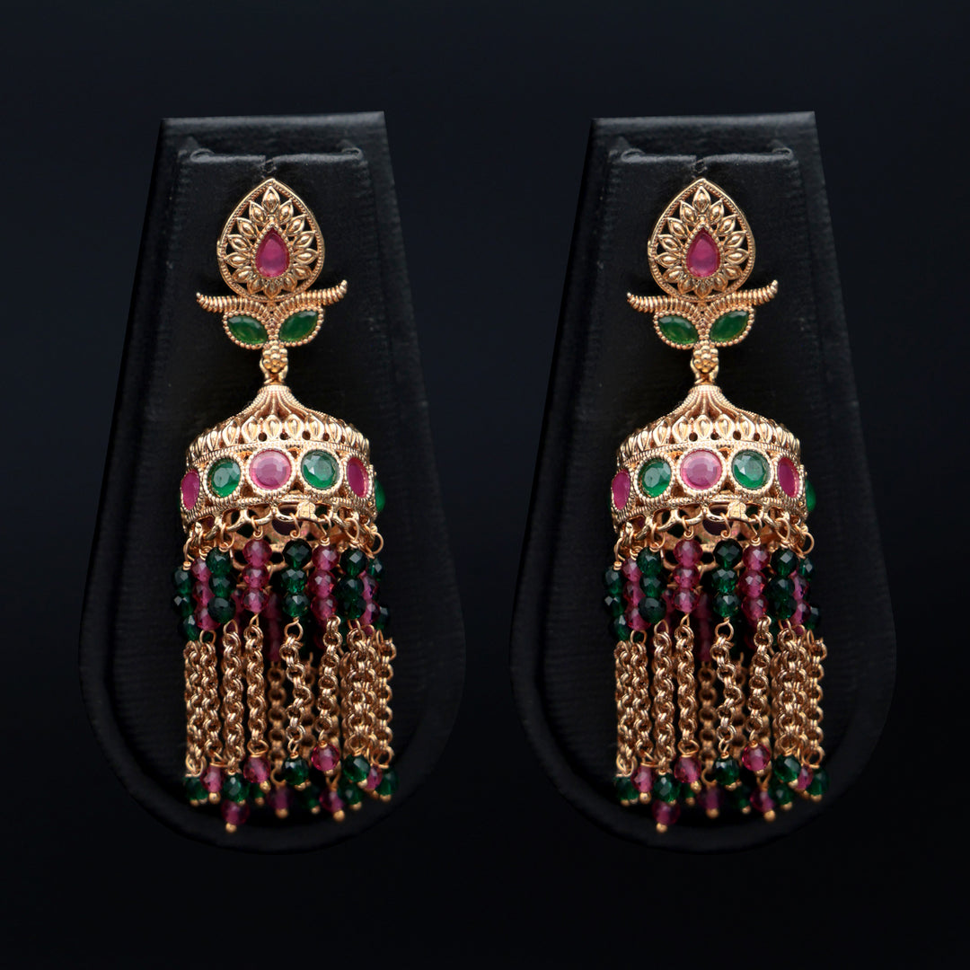 Multi-Stone Long Dangler Jhumka