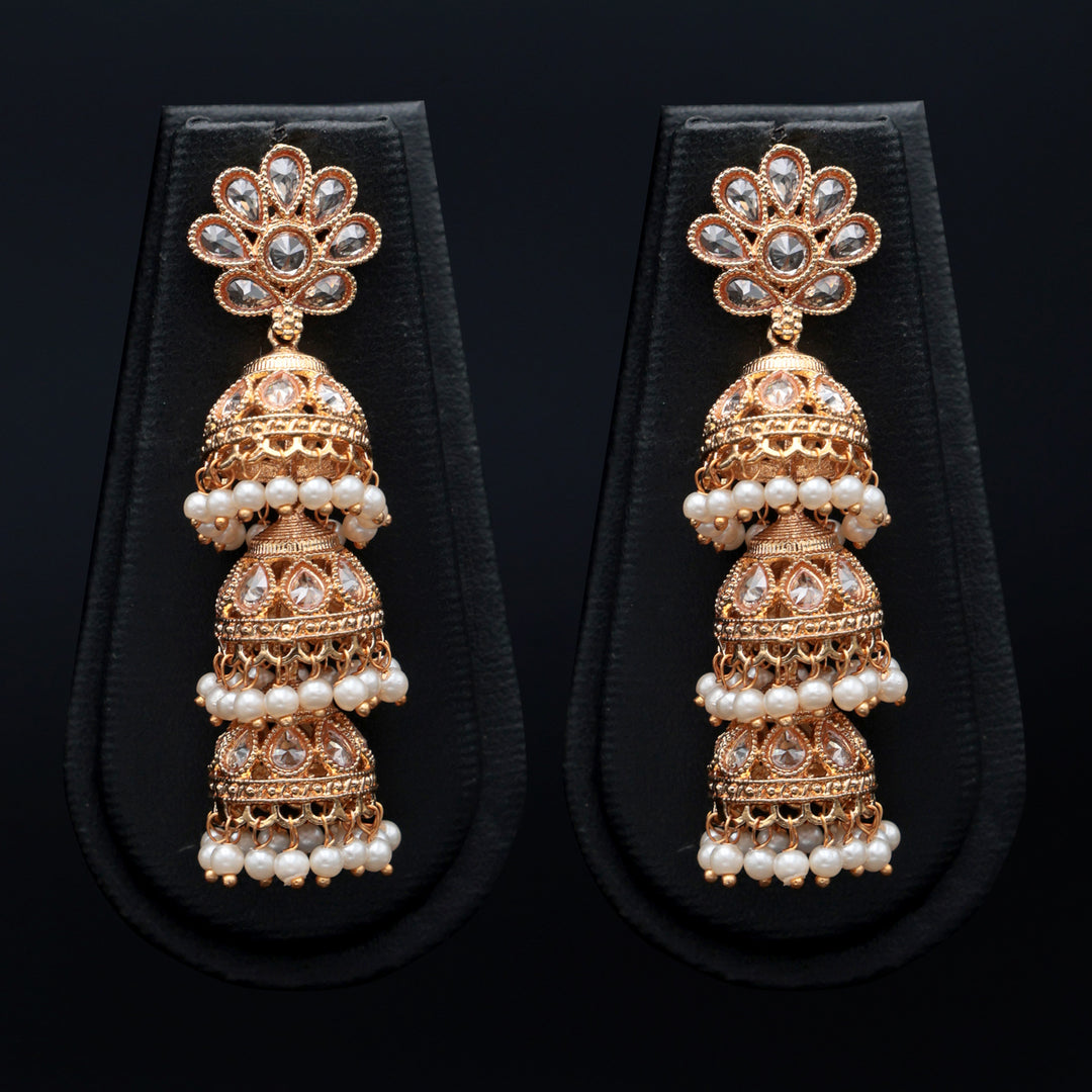 Floral Layered Gold Jhumka