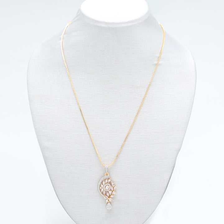 Elegant Dual-Tone CZ Pendant Necklace Set