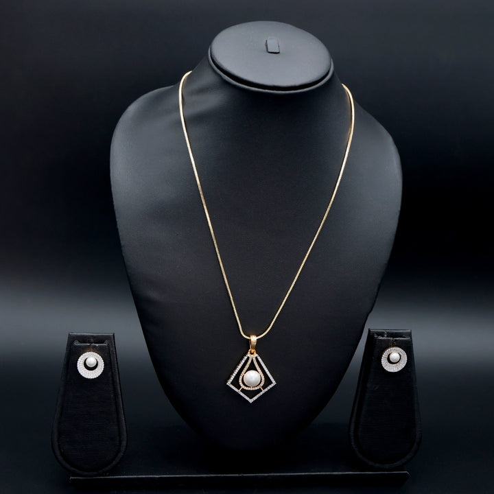 Classic Pearl Geometric Pendant Set