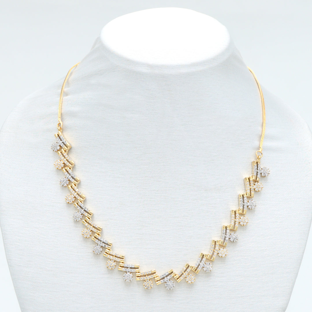 Dual-Tone Sparkling Classic AD Necklace Set