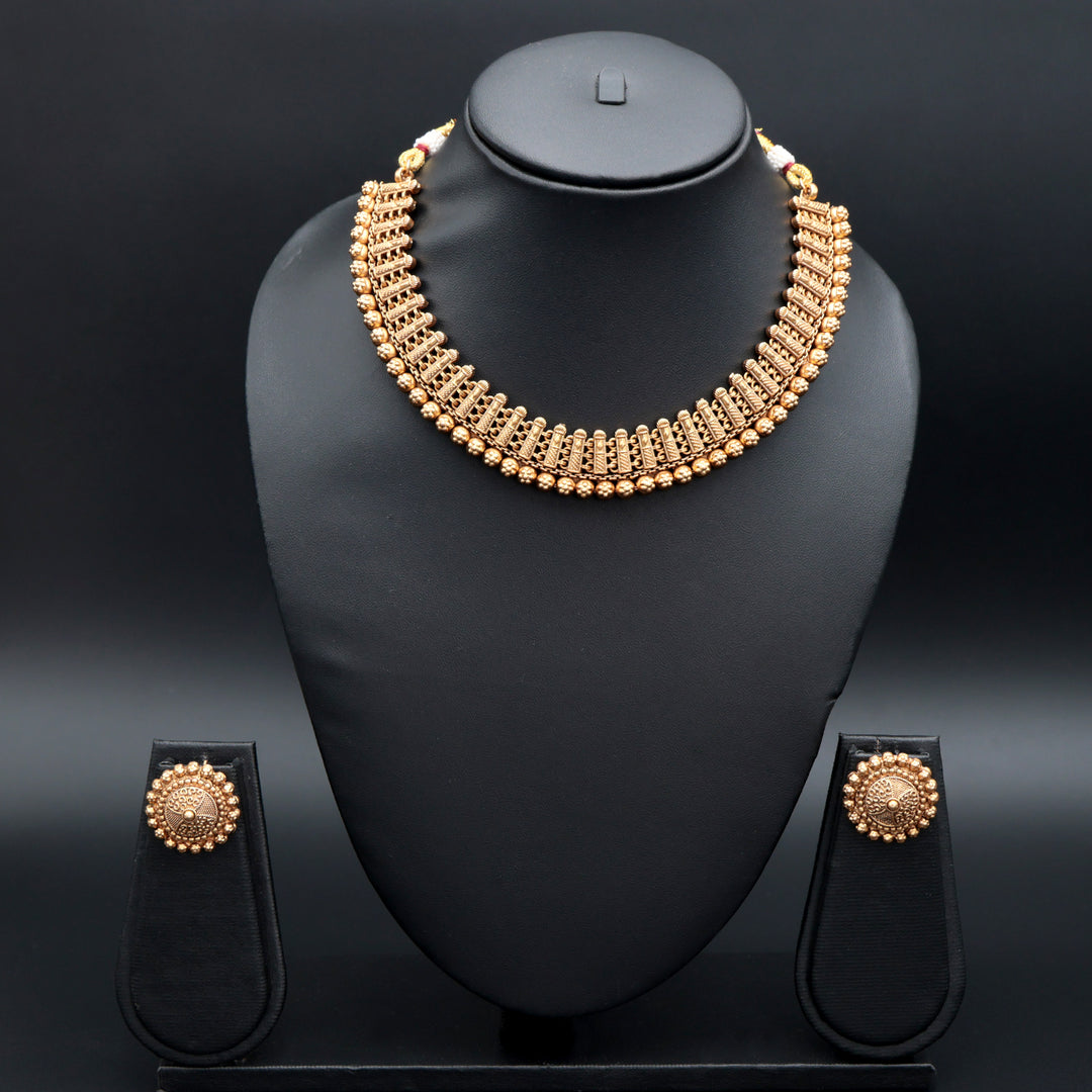 Antique Gold Temple Work Choker Necklace Set