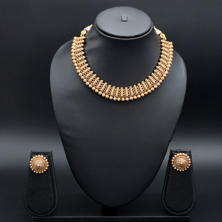 Antique Gold Temple Work Choker Necklace Set