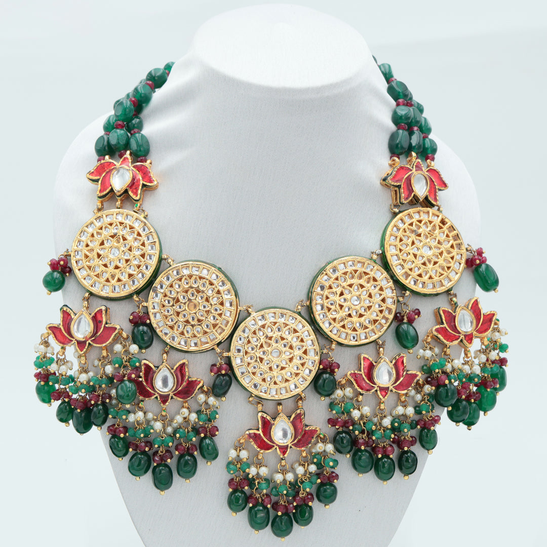 Royal Lotus Kundan Necklace Set