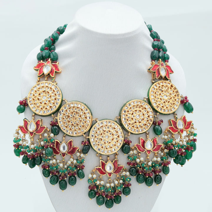 Royal Lotus Kundan Necklace Set