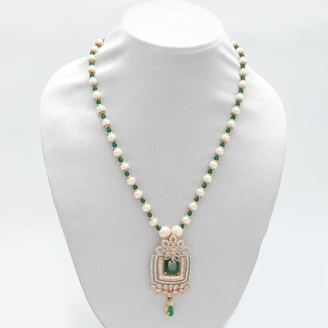 Emerald Polki Pearl Necklace Set