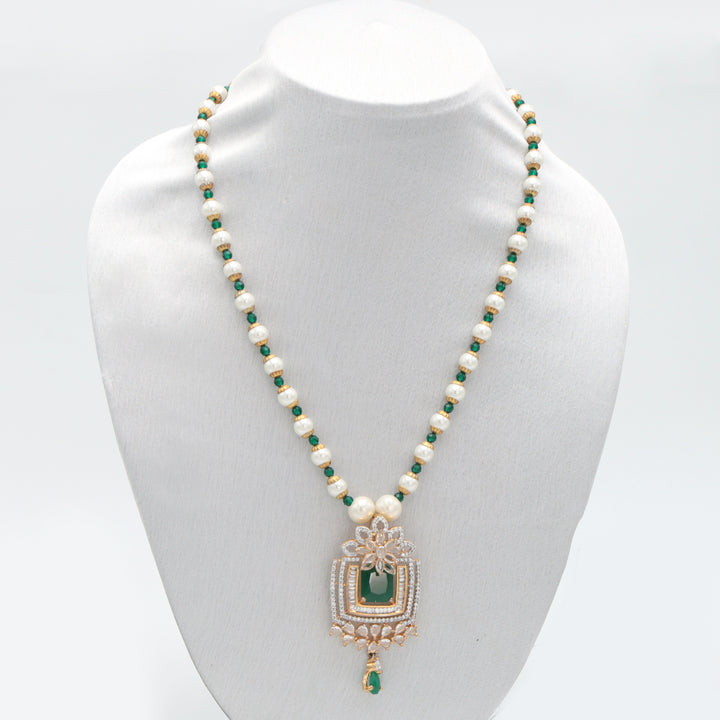 Emerald Polki Pearl Necklace Set