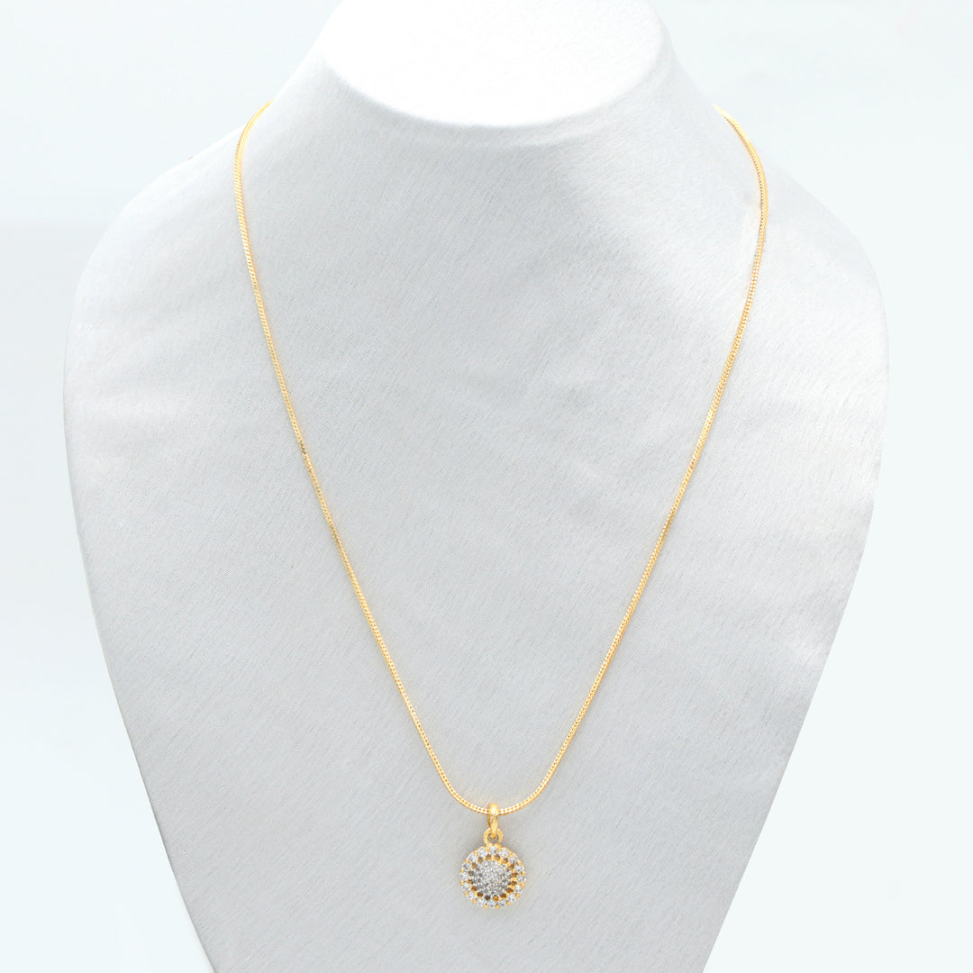 Dual-Tone Sparkle CZ Pendant Set with Matching Studs