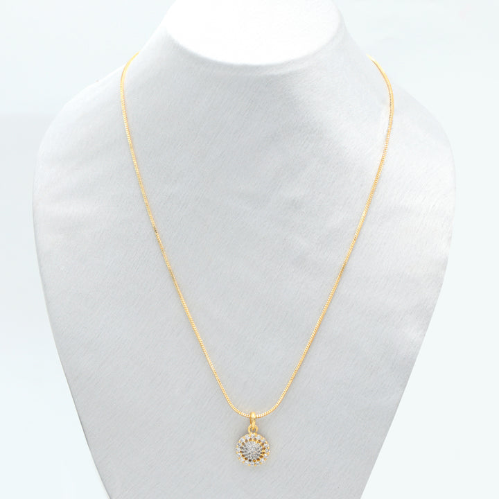 Dual-Tone Sparkle CZ Pendant Set with Matching Studs