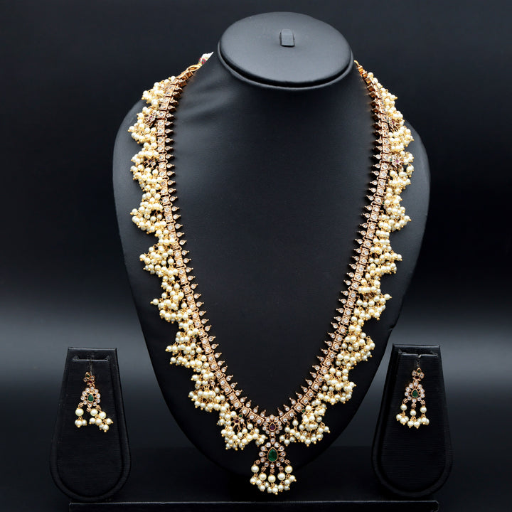 Traditional Layered Pearl Mala Necklace Set