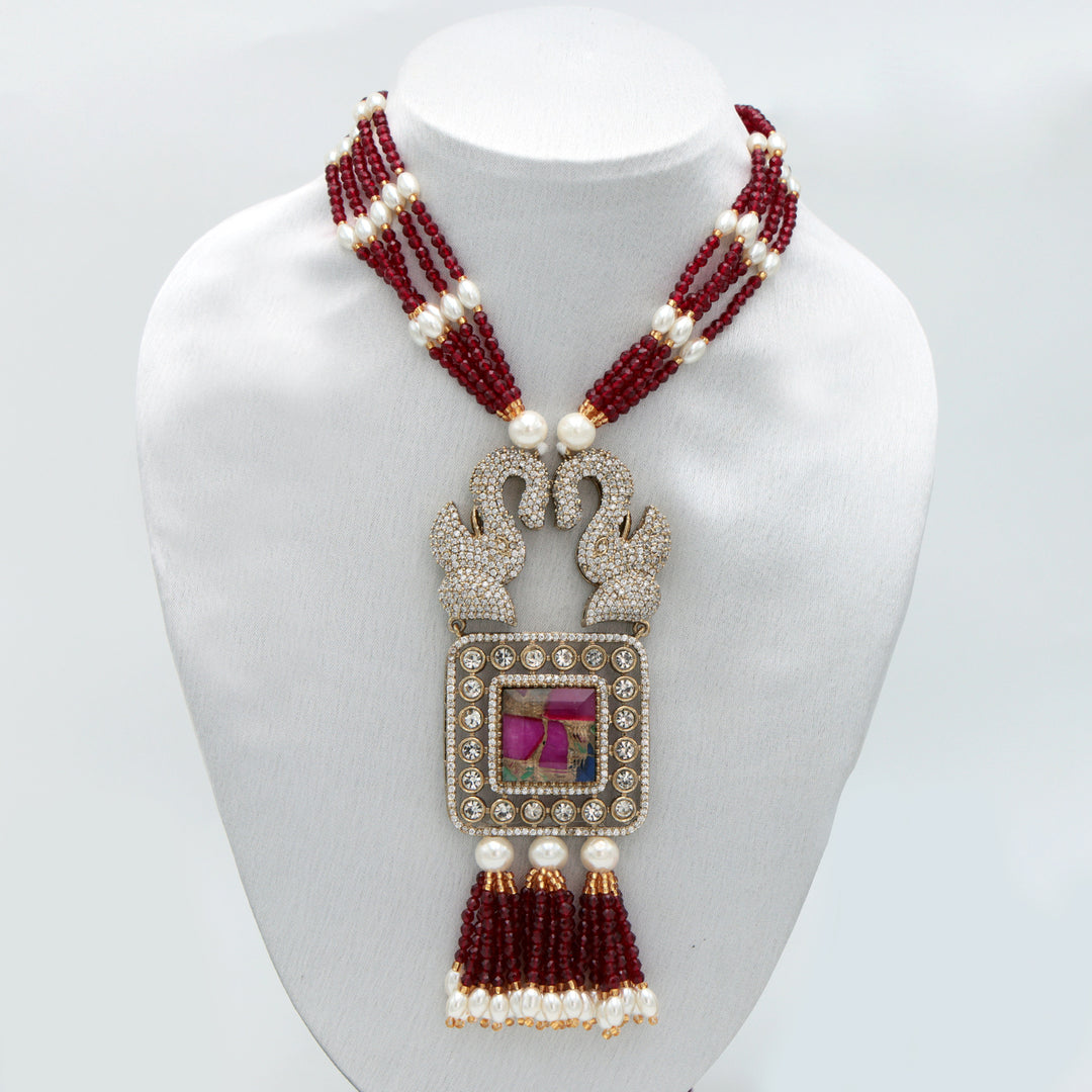 Ruby Pearl Long Mala Set