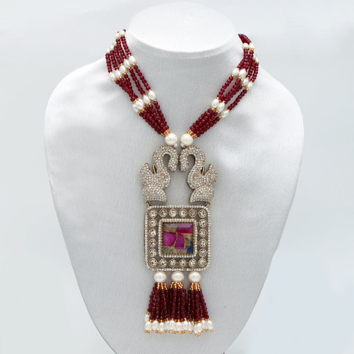 Ruby Pearl Long Mala Set