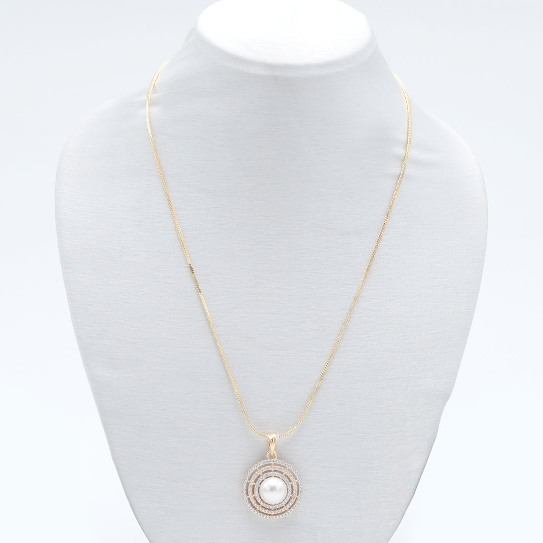 Classic Pearl Spiral Pendant Necklace Set