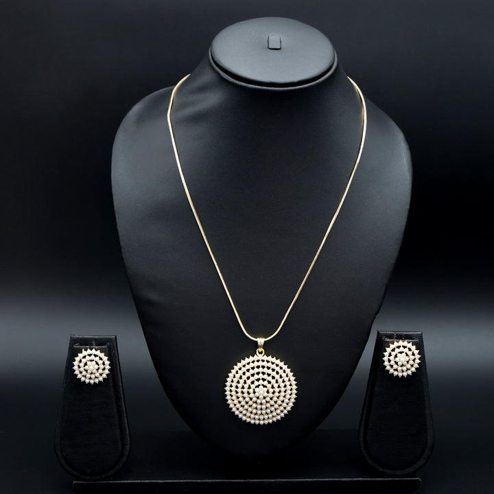 Classic Round Spiral Pearl Pendant Necklace Set