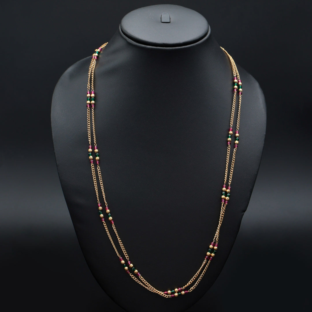 Dual-Layer Rani Green Beaded Chain