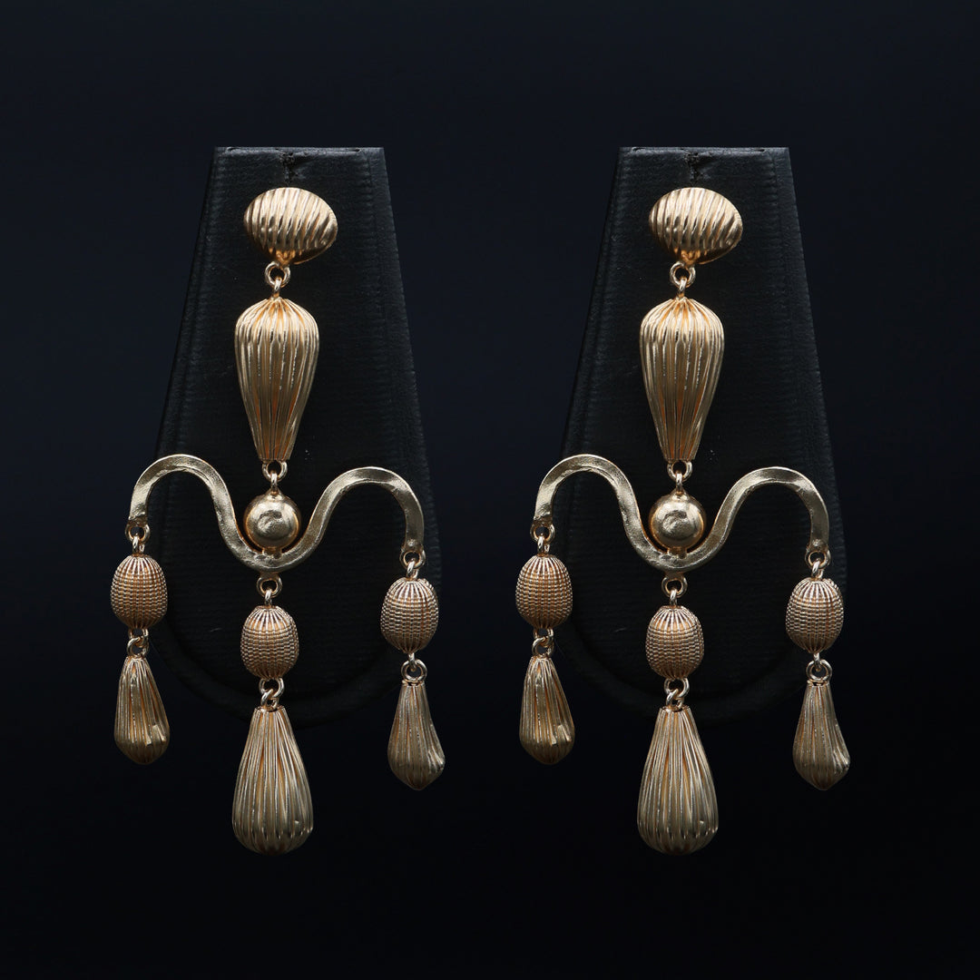 Gold Wave Statement Drop Earrings