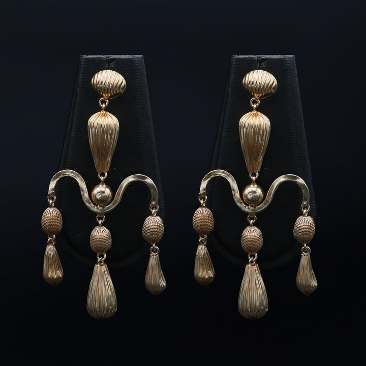 Gold Wave Statement Drop Earrings
