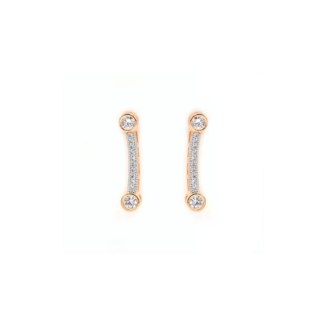 Dual-Tone Sparkling Minimal Necklace & Earring Set