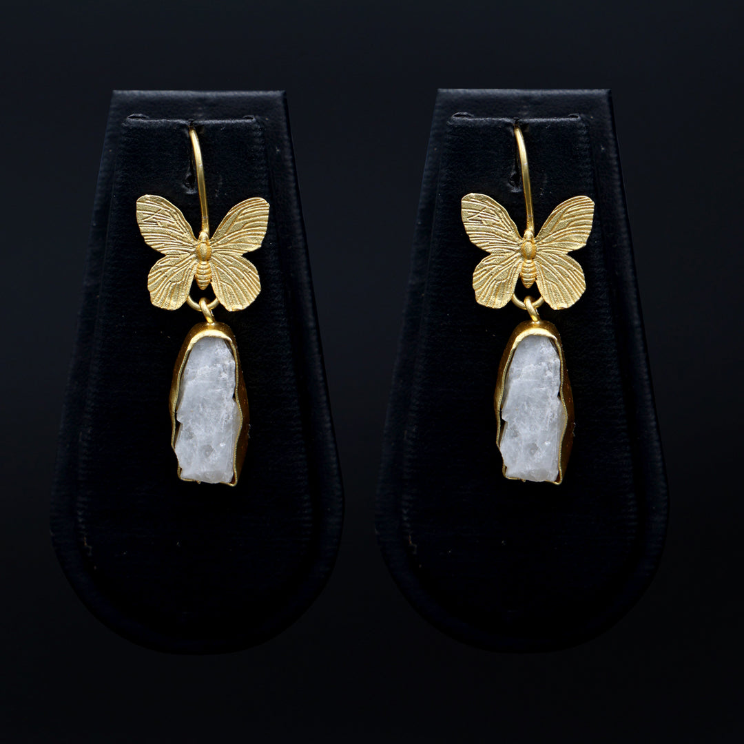 Butterfly Motif Natural Stone Drop Earrings