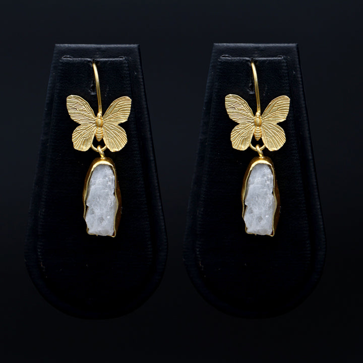 Butterfly Motif Natural Stone Drop Earrings