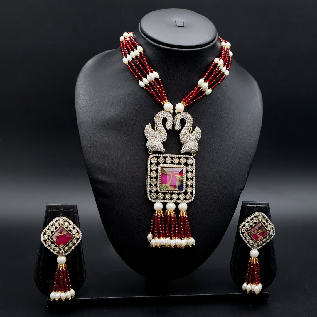 Ruby Pearl Long Mala Set