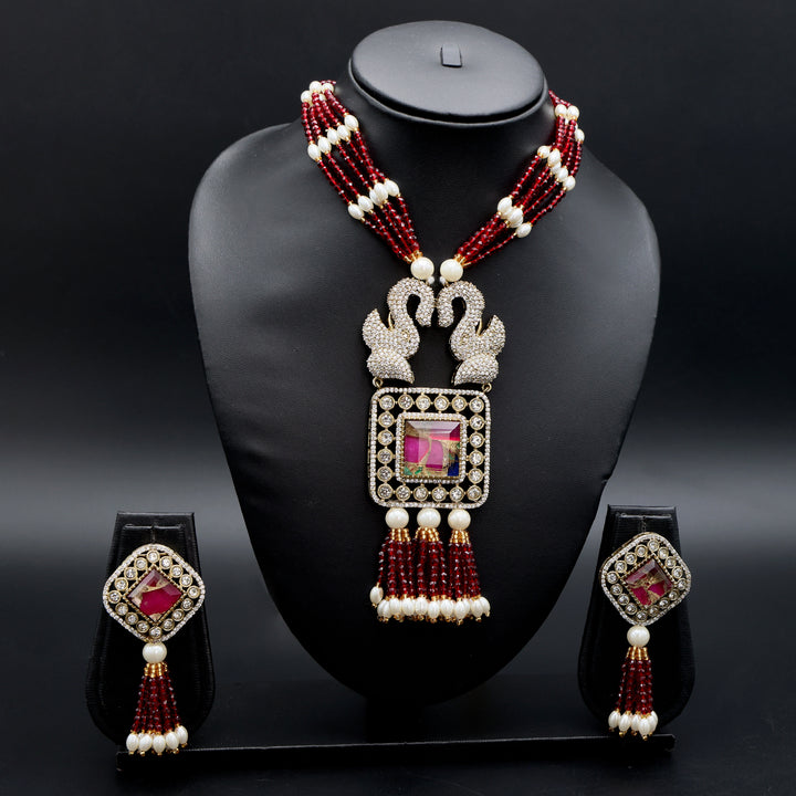 Ruby Pearl Long Mala Set