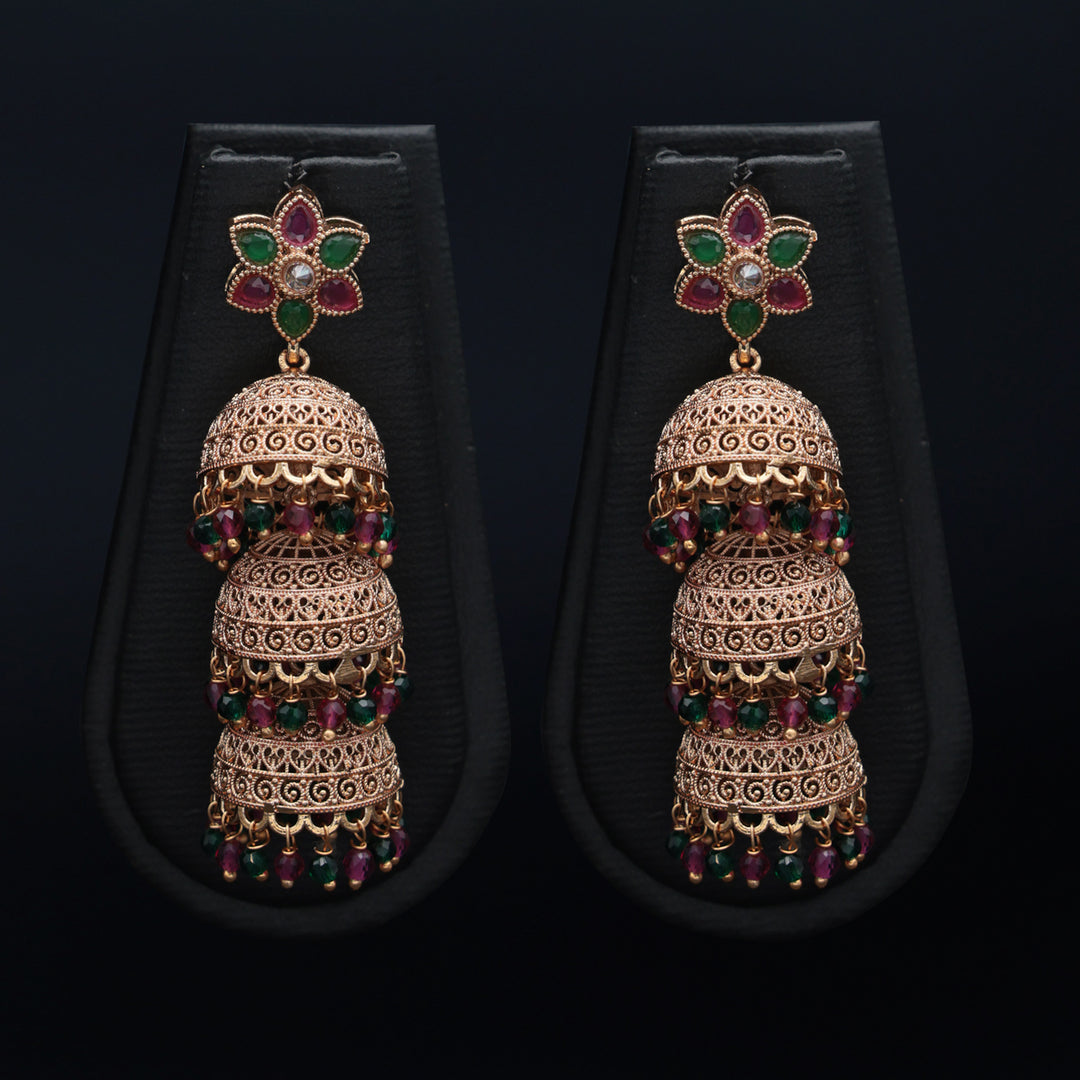 Multicolor Layered Floral Jhumka