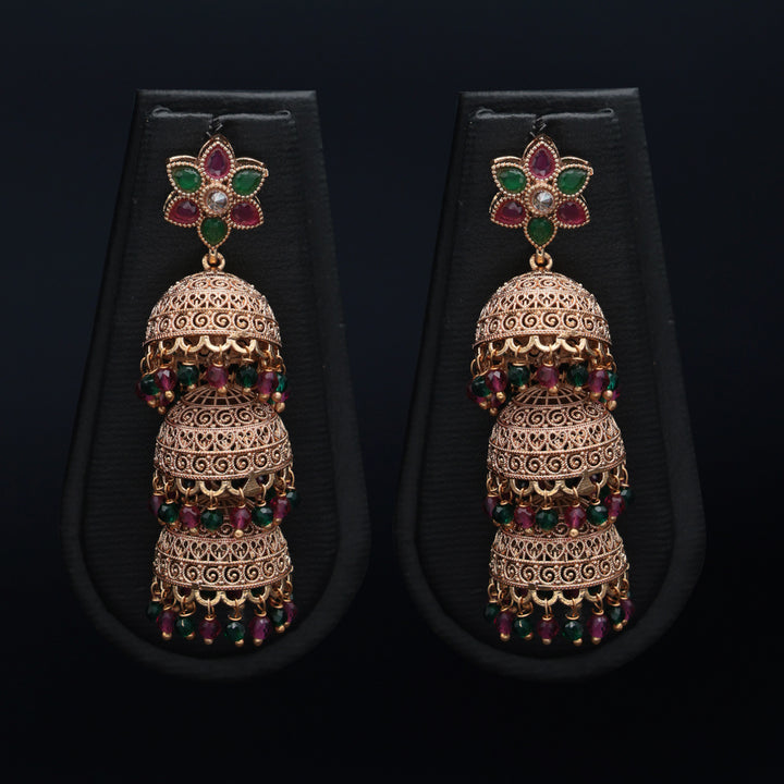 Multicolor Layered Floral Jhumka
