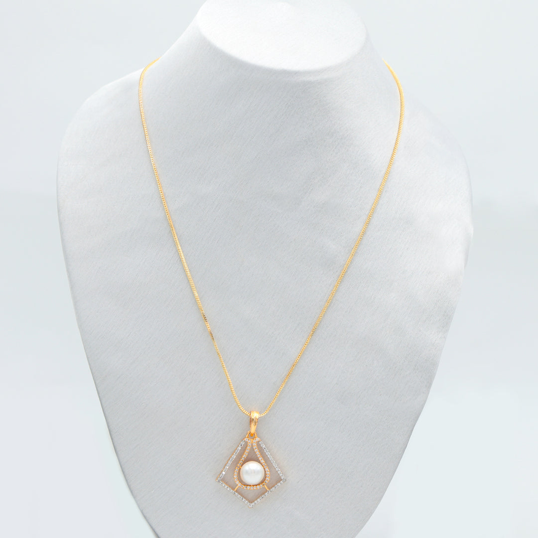 Classic Pearl Geometric Pendant Set