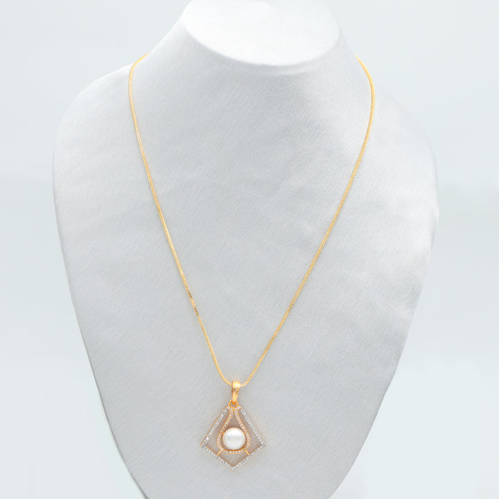 Classic Pearl Geometric Pendant Set