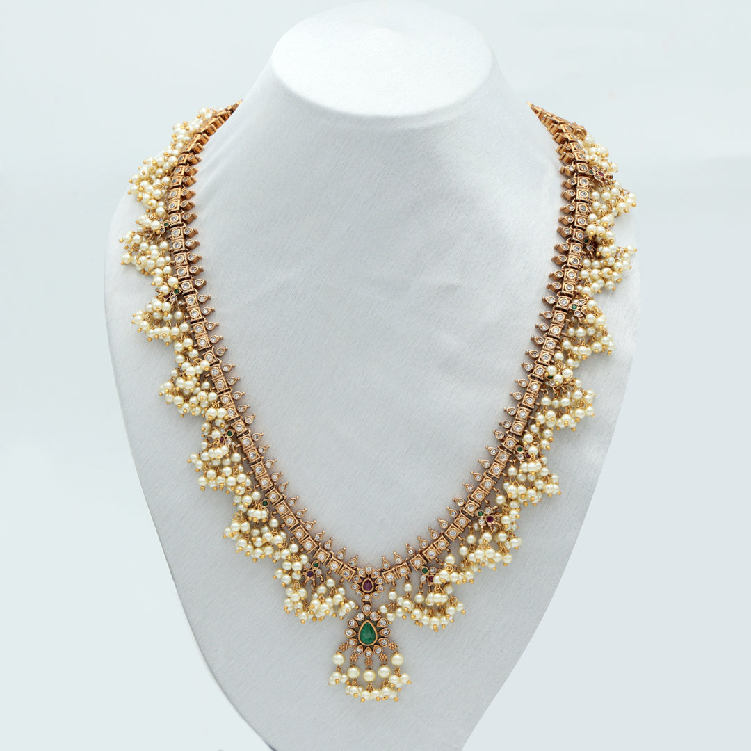 Traditional Layered Pearl Mala Necklace Set
