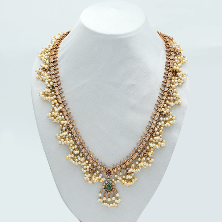 Traditional Layered Pearl Mala Necklace Set