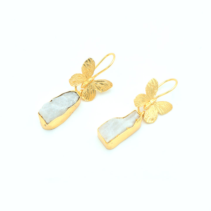 Butterfly Motif Natural Stone Drop Earrings
