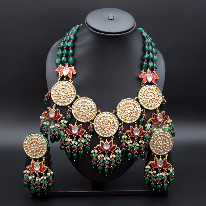 Royal Lotus Kundan Necklace Set