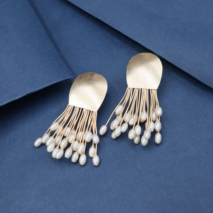 Modern Pearl Tassel Drop Earrings
