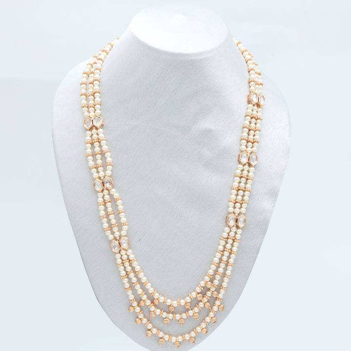 Triple-Layer Pearl & Kundan Bridal Necklace Set