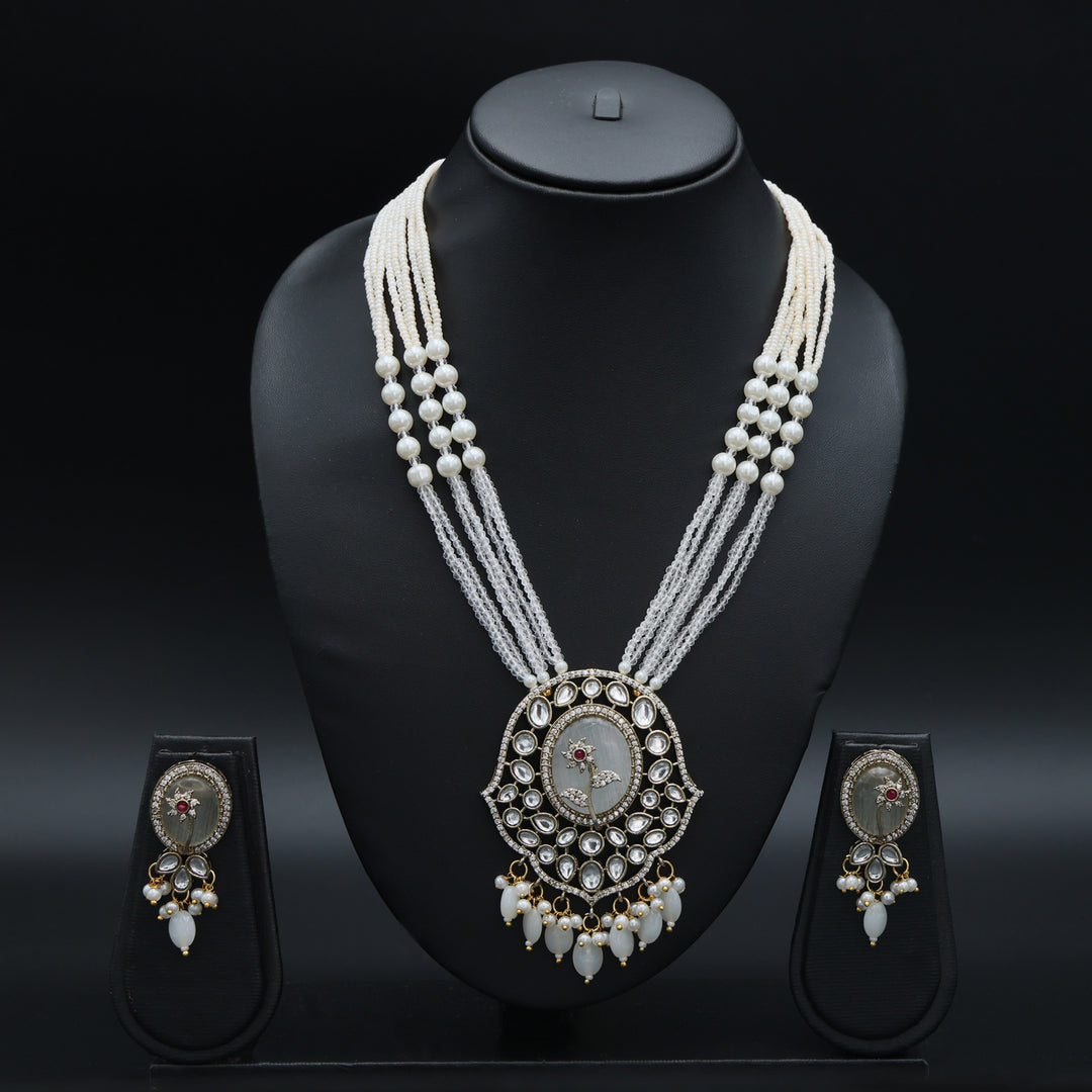 Royal Kundan Pearl Multistrand Necklace Set