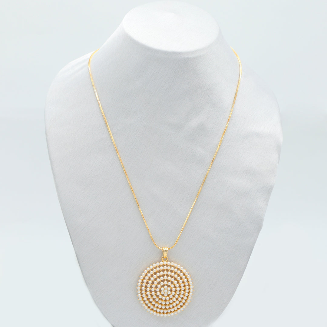 Classic Round Spiral Pearl Pendant Necklace Set