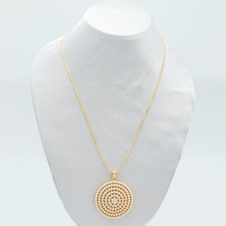 Classic Round Spiral Pearl Pendant Necklace Set