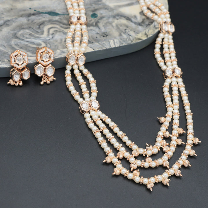 Triple-Layer Pearl & Kundan Bridal Necklace Set