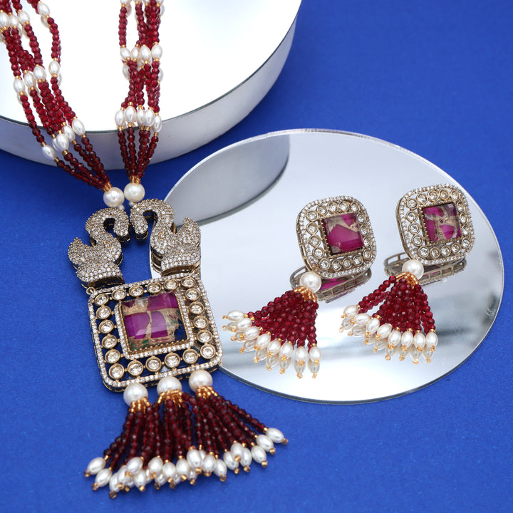 Ruby Pearl Long Mala Set