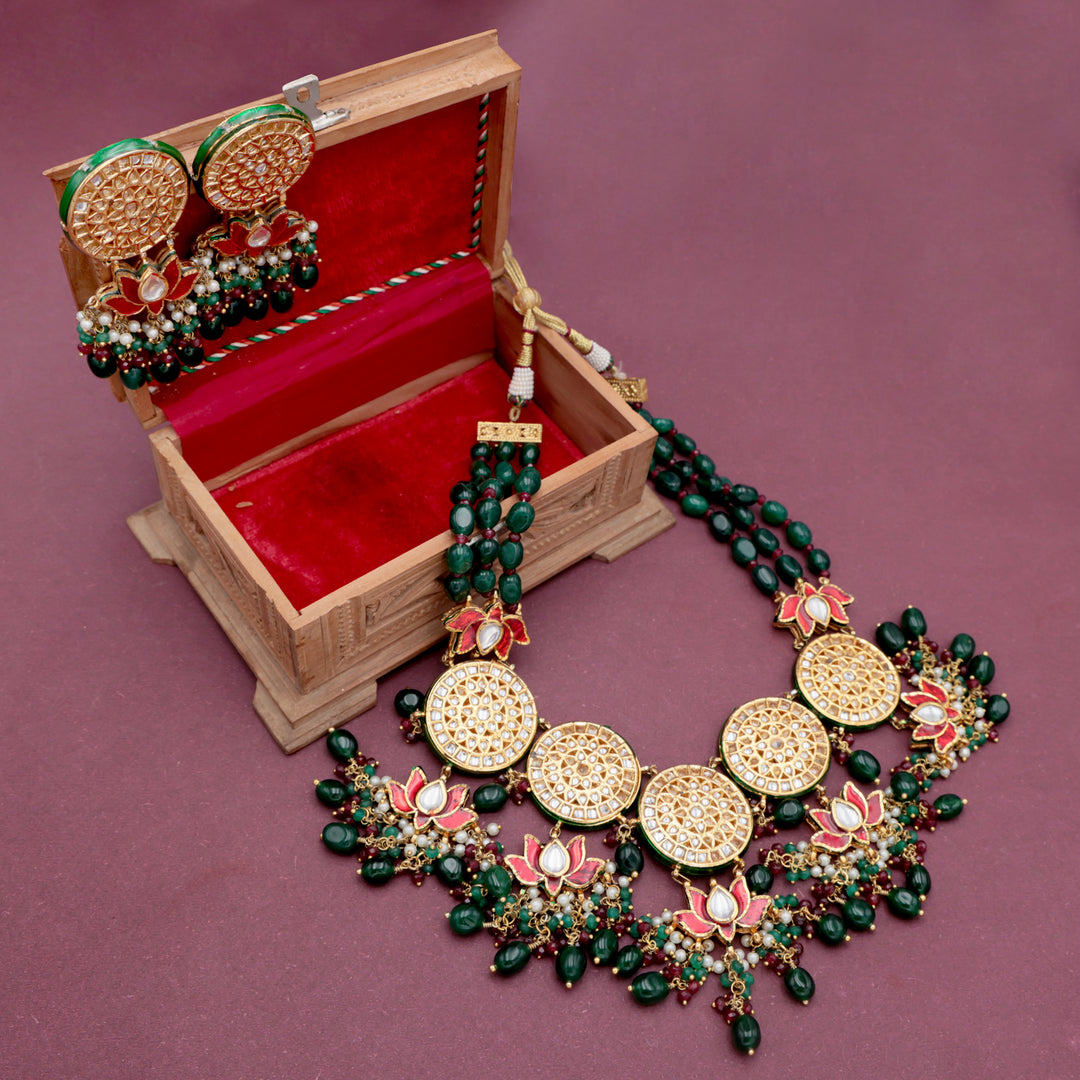 Royal Lotus Kundan Necklace Set
