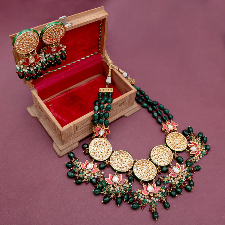 Royal Lotus Kundan Necklace Set