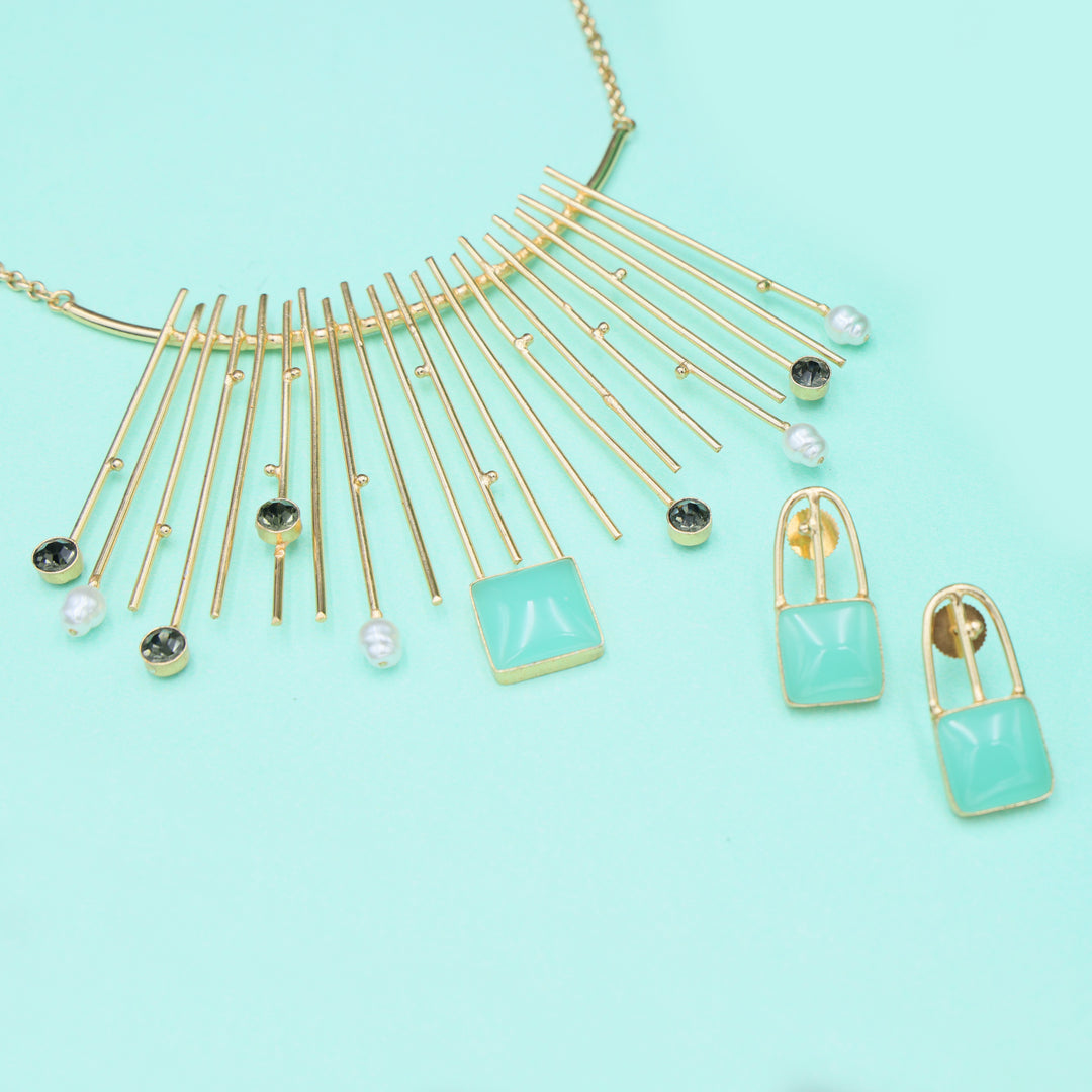 Turquoise Radiance Contemporary Necklace Set