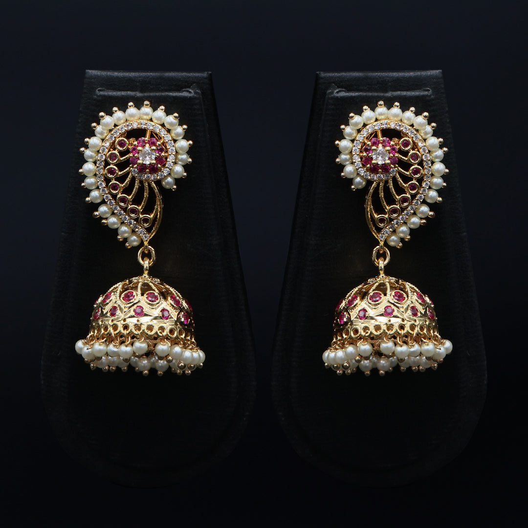 Royal Pearl Paisley Jhumka Earrings