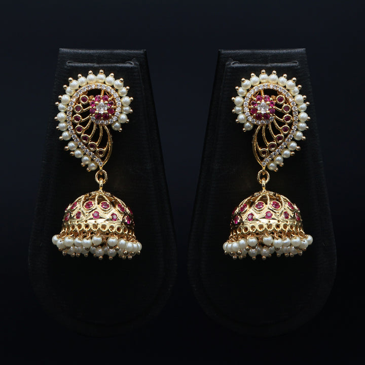 Royal Pearl Paisley Jhumka Earrings